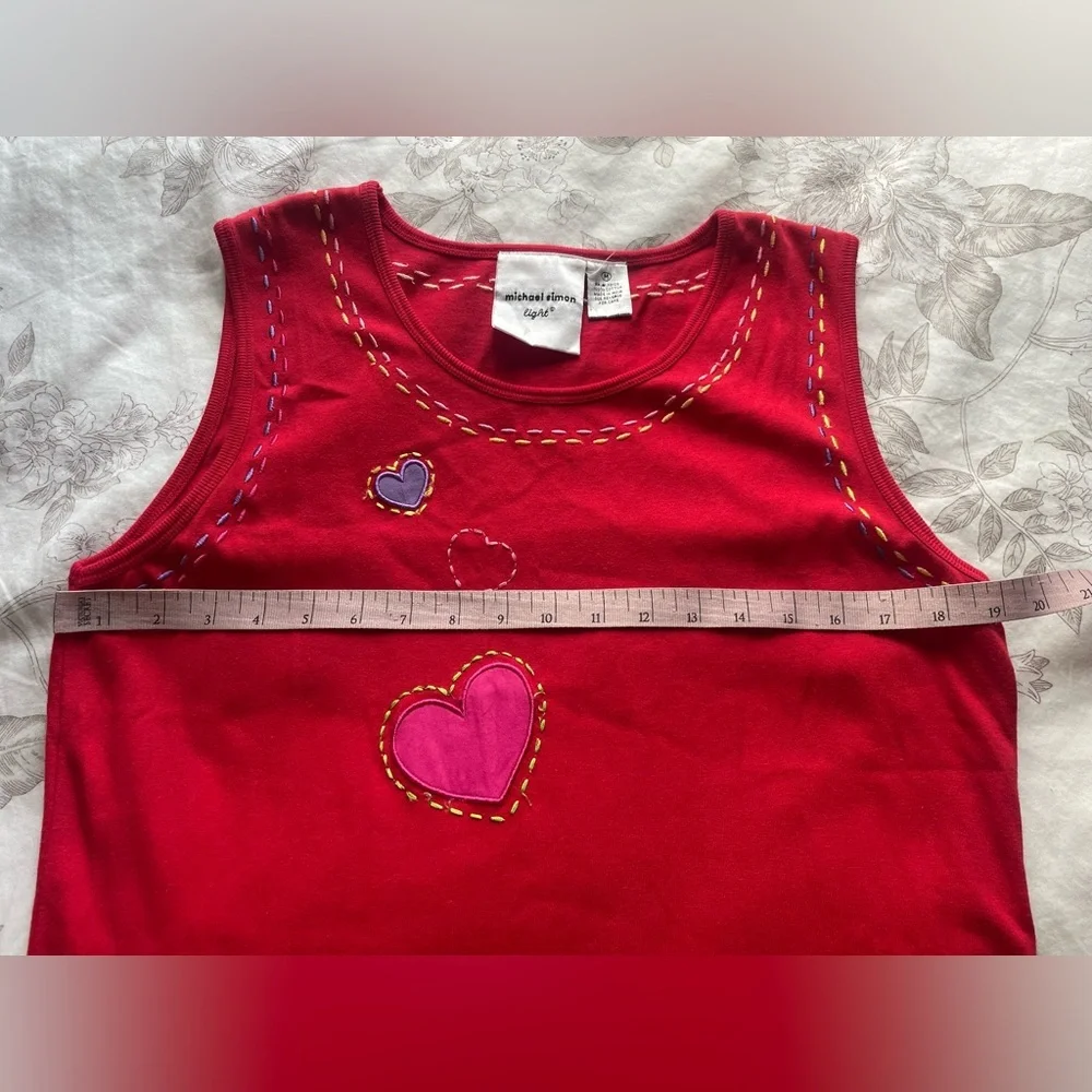 Michael Simon Vintage Red Heart Patchwork Sleeveless Maxi Dress Medium 90s Artsy